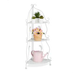 Relaxdays Raft de colț din metal alb cu 3 rafturi (10134139) Raft