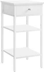 VASAGLE Lerakó asztal, éjjeli szekrény, fiókos, két polccal, 35 x 35 x 70 cm, fehér (LET502B14)