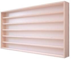 Vitrine42 Fali vitrin modell szekrény 6 polc 120x58x8, 5 cm kisautó, kisautó, modellvasút gyűjtő plexi tolóajtóval