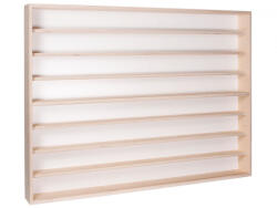 Vitrine42 Fali vitrin modell szekrény 8 polc 100x75, 5x8, 5 cm kisautó, modellvasút gyűjtő dupla plexi tolóajtóval