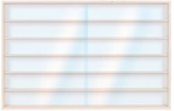 Vitrine42 Fali vitrin modell szekrény 6 polc 130x58x8, 5 cm kisautó, kisautó, modellvasút gyűjtő plexi tolóajtóval