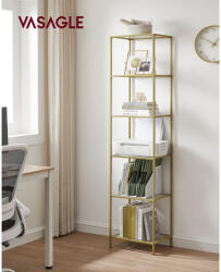  VASAGLE Elegance 6-Szintes Üvegpolc Arany Acélvázzal (EUZ-LGT500A01) - platinashop