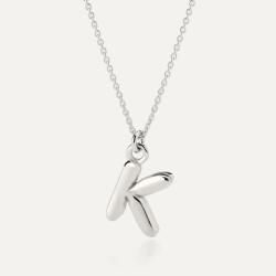 Giorre Nyaklánc felfújható K betűvel, 925 ezüst, platina bevonattal hossza 38 cm