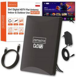 Zenwire DVB-T2 földfelszíni Tv antenna Hevc 2in1 Kültéri Beltéri 4K (Antena 2w1 Pokojowa Zewnętrzna TV Wzmacniacz)