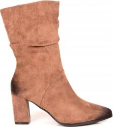 VINCEZA Női Magassarkú Bokacsizma Barna Velúrbőr (58146 BEŻOWE)