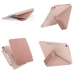 Apple iPad 10.2 (2019 / 2020 / 2021), mappa tok, Apple Pencil tartóval, mágneses záródás, Origami Smart Case, Uniq Camden, rózsaszín