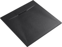 Cerano - Enzo négyzet alakú zuhanytálca - SMC/ásványi kompozit - strukturált matt fekete - 90x90x3 cm