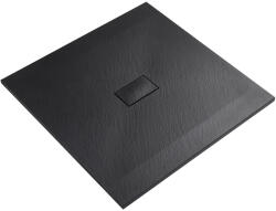 Cerano - Négyzet alakú zuhanytálca FlexiCut - SMC/ásványi kompozit - állítható - matt fekete - 100x100x3 cm