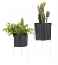 Present Time Fém virágtartó szett, virágtartó állvány fekete loft Stilt XX (PT3424BK)