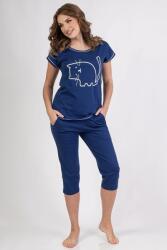 Regina Mici női pamutpizsama, kék, macskás, XL