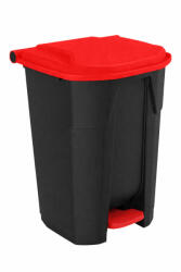 PLANET Uctem szelektív hulladékgyűjtő konténer, műanyag, pedálos, fekete/piros 50L