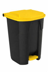 PLANET Uctem szelektív hulladékgyűjtő konténer, műanyag, pedálos, fekete/sárga 50L