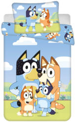 Jerry Fabrics Bluey Happy Family gyerek, ovis ágyneműhuzat 100×135cm, 40×60 cm (JFK041499)