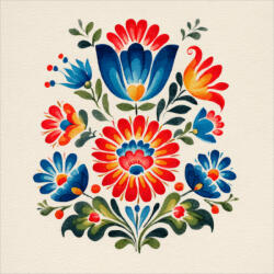 Takoy Sál varrópanel műselyem 73x73 népi virágminta