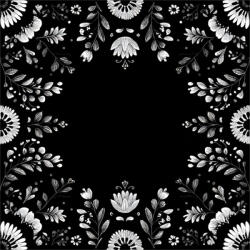 Takoy Sál varrópanel műselyem 73x73 fekete virágminta