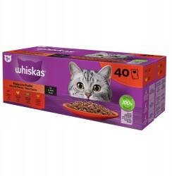 Whiskas nedves macskaeledel marhahússal, csirkével, bárányhússal, baromfival, mártásban 40x85
