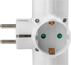 TRACON Adaptor priză cu întrerupător, alb 3×SCHUKO, 250 VAC, 16 A, max. 3680 W (KACS3)