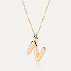 Giorre Nyaklánc felfújható N betűvel, 925 ezüst arany bevonattal hossza 38 cm