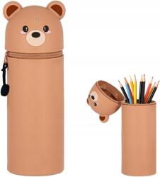  Álló maci alakú szilikon tolltartó, barna (b0f4crcs3m)