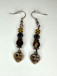  „My Dog szív medálos ásvány fülbevaló - bronz árnyalatban (JJF93)