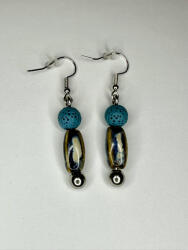  Türkiz Nyugalom - Lávaköves kerámia fülbevaló (JJF90)