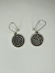  Elemek harmóniája fülbevaló szett - víz és tűz motívummal (ezüst szín) (JJF88)