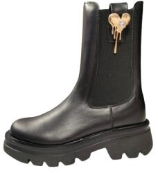 CheBello 4537 trapéznadrág bőr vastag alj fekete gumi bross 40 (4537)