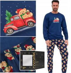 Cornette Férfi pizsama Karácsonyi Hosszú ujjú Sötétkék Pamut Maci M (115/290)