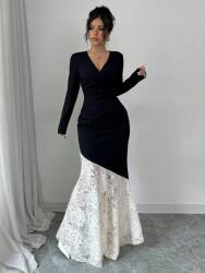 Shein XC41312 Shein Ruha Maxi Kontrasztos Csipke Hosszú Ujjú (52) M