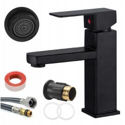 Focus Sanitar Fekete Cubic Álló Mosdó Csaptelep Matt, Loft Kiegészítőkkel (STM-317)