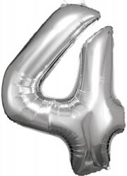 AMSCAN Ezüst Silver óriás szám fólia lufi 4-es, 86x66 cm (DPA9906289)