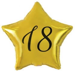  Arany Happy Birthday 18 Gold csillag fólia lufi 48 cm (MLG170924)