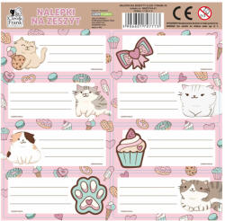 DERFORM Cleo and Frank füzetcímke 8 db/ív, rajzolt cicák, többféle (NNZCF45) (DFM-NNZCF45)