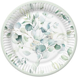  Virág Eucalyptus Twigs papírtányér 8 db-os 18 cm (PKK050969) - perfectbaby
