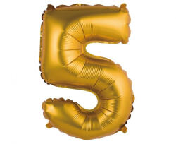  Arany Gold Matt 5-ös mini szám fólia lufi 35 cm (MLG108880) - perfectbaby