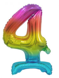  Színes Rainbow mini 4-es szám fólia lufi talppal 38 cm (MLG134704)