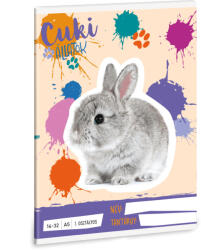 Ars Una Cuki állatok tűzött füzet A/5, 32 lap vonalas 1. osztály (14-32), nyuszi, 2025 (ARS-53584977) - perfectbaby
