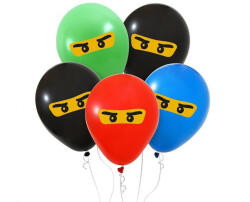  Nindzsa Mask léggömb, lufi 5 db-os 12 inch (30 cm) (MLG411925) - perfectbaby