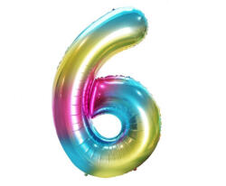  Szivárvány Rainbow 6-os szám fólia lufi 85 cm (MLG120370) - perfectbaby