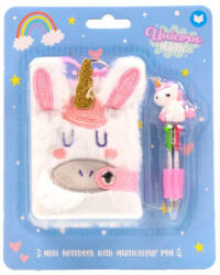 PUCKATOR Unikornis napló többszínű tollal, A/7, plüss borítóval, vonalas, Unikornis varázslat (PCT-MEMOS09)