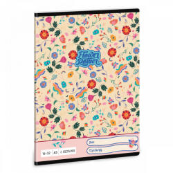 Ars Una Flower Power, virágos tűzött füzet A/5, 32 lap vonalas 2. osztály (16-32) (ARS-53592606)