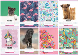 Nebulo Vegyes mintás tűzött füzet A/5, 32 lap vonalas 3. osztály (12-32), Cuki minták, Nebulo (ALI-VO3-CM-A5)