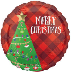 AMSCAN Merry Christmas Plaid fólia lufi 45 cm (DPA4334975) - perfectbaby