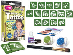 TYTOO Csillámtetoválás szett, Járművek, 15 sablonnal és 2 csillámporral (VZM-KKCTT2213013)