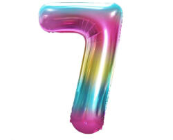  Szivárvány Rainbow 7-es szám fólia lufi 85 cm (MLG120394) - perfectbaby