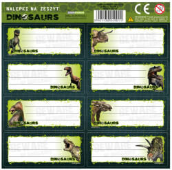 DERFORM Dinoszaurusz füzetcímke 8 db/ív, többféle (DFM-NNZDN)