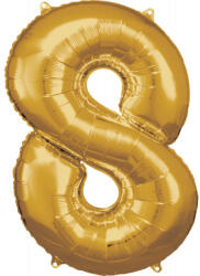 AMSCAN Arany Gold óriás szám fólia lufi 8-as, 83x55 cm (DPA9906273) - perfectbaby