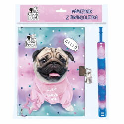 DERFORM Cleo and Frank napló kulccsal, 16, 5x22cm, Pop it karkötővel, kutyás, CF36 (DFM-PKBCF36)