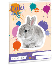 Ars Una Cuki állatok tűzött füzet A/5, 32 lap sima, nyuszi, 2025 (ARS-53614971)