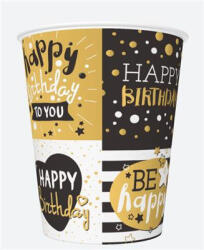  Happy Birthday Golden papír pohár 8 db-os 250 ml (PKK735089) - perfectbaby